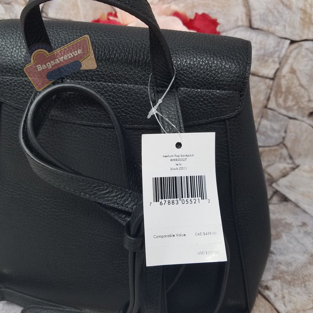 Black Medium Flap Backpack Black Leila Kate Spade - Picture 10 of 15